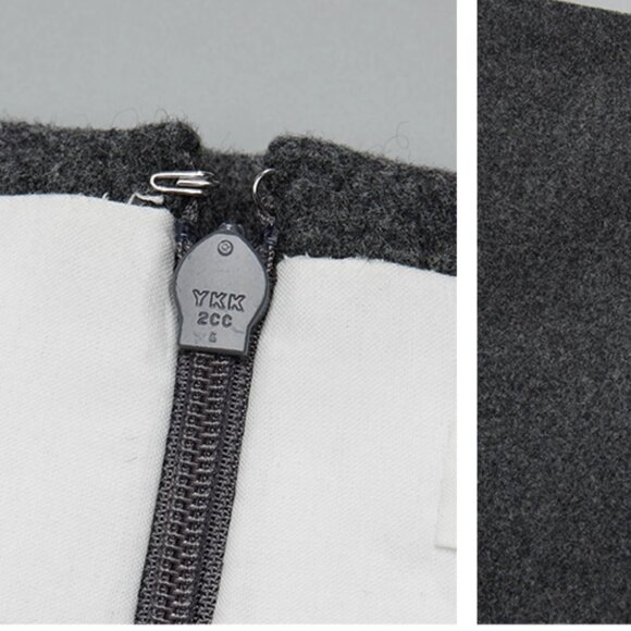 CHICJOC Ostrich Feather Embellished Wool Midi Skirt Luxury Handcrafted Appliqué - Picture 14 of 14